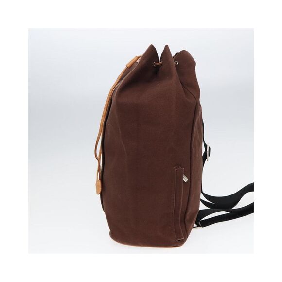 Pre Loved Burberry Drawstring Backpack Check Detail Unisex Brown Shoulder Bags - Picture 5 of 8